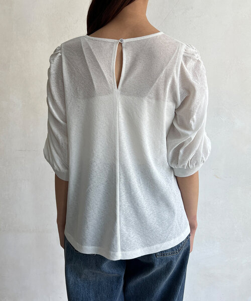 Chez toi（シェトワ）の「セミシアースラブ袖ギャザープルオーバー（Tシャツ/カットソー・レディース・ブラック/ブルー/オフホワイト・FREE）」の17枚目の写真