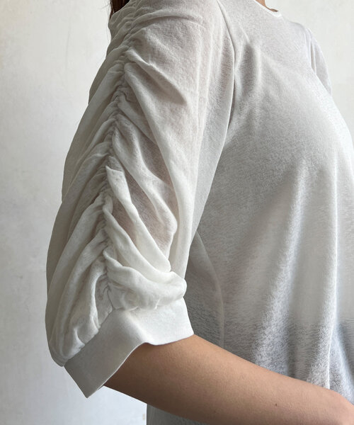 Chez toi（シェトワ）の「セミシアースラブ袖ギャザープルオーバー（Tシャツ/カットソー・レディース・ブラック/ブルー/オフホワイト・FREE）」の20枚目の写真