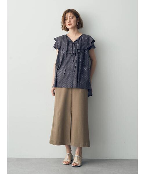 YECCA VECCA（イェッカヴェッカ）の「箔ドットラッフルカラーブラウス（シャツ/ブラウス・レディース・オフホワイト/チャコールグレー・FREE）」の12枚目の写真