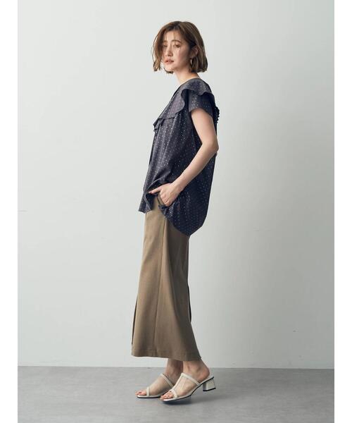 YECCA VECCA（イェッカヴェッカ）の「箔ドットラッフルカラーブラウス（シャツ/ブラウス・レディース・オフホワイト/チャコールグレー・FREE）」の15枚目の写真