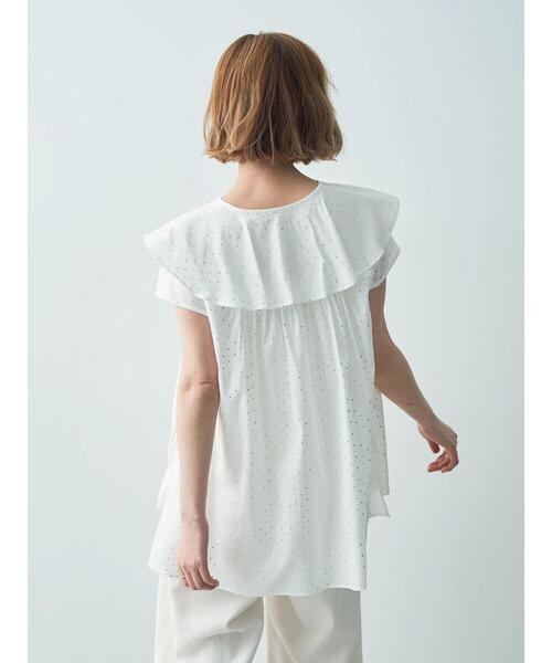 YECCA VECCA（イェッカヴェッカ）の「箔ドットラッフルカラーブラウス（シャツ/ブラウス・レディース・オフホワイト/チャコールグレー・FREE）」の19枚目の写真