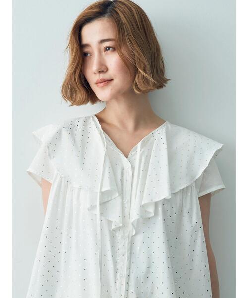 YECCA VECCA（イェッカヴェッカ）の「箔ドットラッフルカラーブラウス（シャツ/ブラウス・レディース・オフホワイト/チャコールグレー・FREE）」の20枚目の写真