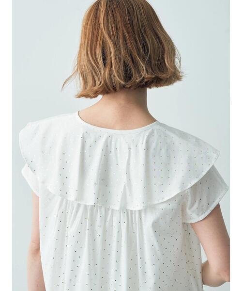 YECCA VECCA（イェッカヴェッカ）の「箔ドットラッフルカラーブラウス（シャツ/ブラウス・レディース・オフホワイト/チャコールグレー・FREE）」の22枚目の写真
