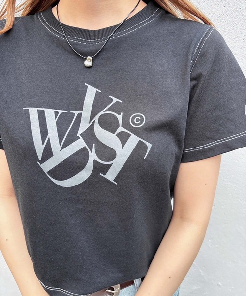 ENVYM(アンビー)の「【wondervisitor×ENVYM】ステッチカラーコンパクトTシャツ(Tシャツ/カットソー・レディース・ブラック/ホワイト/ピンク・FREE)」の12枚目の写真