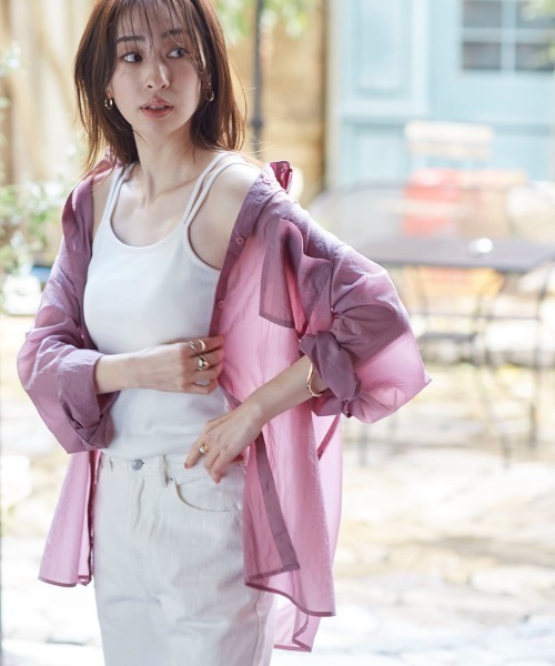 nissen(ニッセン)の「シアーシャツ(シャツ/ブラウス・レディース・サックスブルー/パープル・LL/L/M/S)」の3枚目の写真
