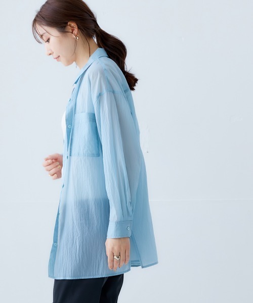 nissen(ニッセン)の「シアーシャツ(シャツ/ブラウス・レディース・サックスブルー/パープル・LL/L/M/S)」の10枚目の写真