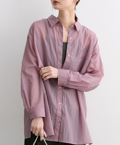 nissen(ニッセン)の「シアーシャツ(シャツ/ブラウス・レディース・サックスブルー/パープル・LL/L/M/S)」の18枚目の写真