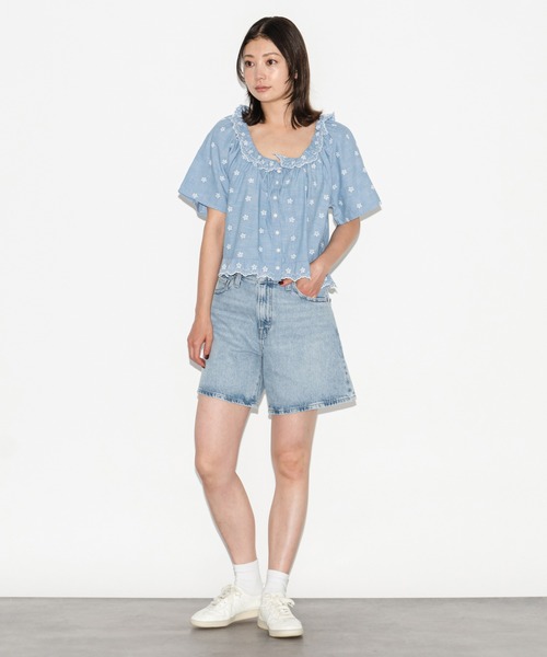 【Levi's】ネイビー High Rise Baggy デニムショートパンツ セール】Levi's/リーバイス HIGH BAGGY ショートジーンズ