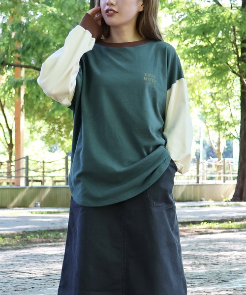 KRIFF MAYER Lady's Collection(クリフメイヤーレディースコレクション)の「もちのびゆるT(Tシャツ/カットソー・レディース・その他5/カラフル/ブラウン/グレー/ナチュラル/カーキ/ブラック・LARGE/MEDIUM)」の6枚目の写真