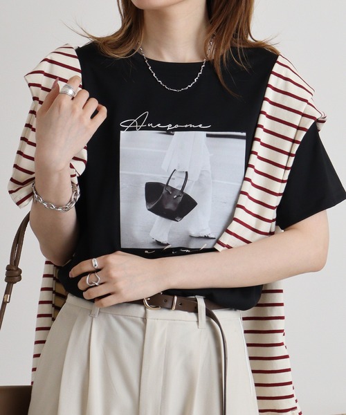 セール】BRODIAEA フォトプリントTシャツ（Tシャツ/カットソー