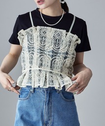 etoll. | 刺繍オーガンジータックビスチェ(キャミソール)