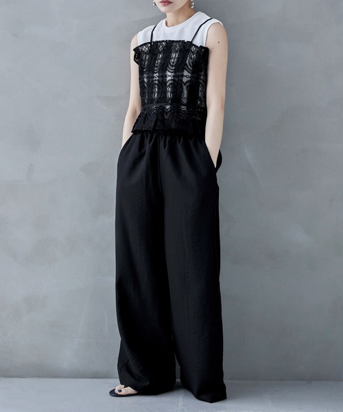 etoll.（エトル）の「刺繍オーガンジータックビスチェ（キャミソール・レディース・ブラック/アイボリー・M）」の21枚目の写真