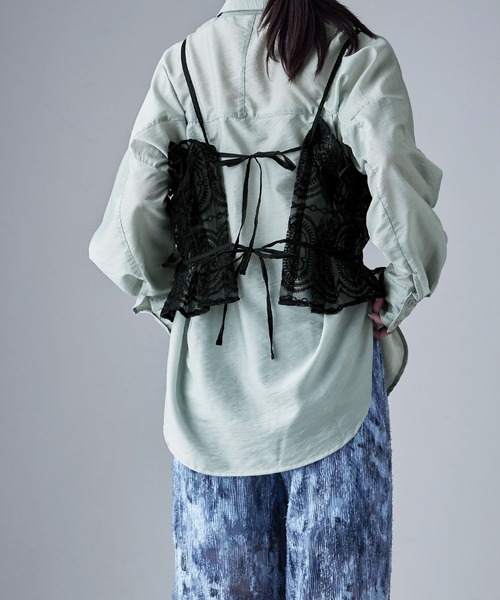 etoll.（エトル）の「刺繍オーガンジータックビスチェ（キャミソール・レディース・ブラック/アイボリー・M）」の12枚目の写真