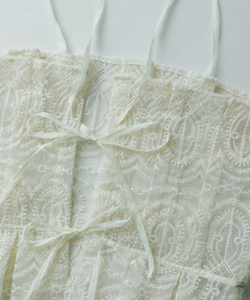 etoll.（エトル）の「刺繍オーガンジータックビスチェ（キャミソール・レディース・ブラック/アイボリー・M）」の15枚目の写真