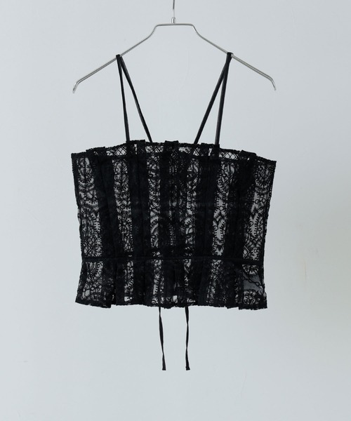 etoll.（エトル）の「刺繍オーガンジータックビスチェ（キャミソール・レディース・ブラック/アイボリー・M）」の13枚目の写真