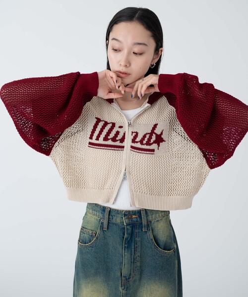 WEGO（ウィゴー）の「WEGO/メッシュラグランニットパーカー（パーカー・レディース・ブラック/ワイン・FREE）」の10枚目の写真