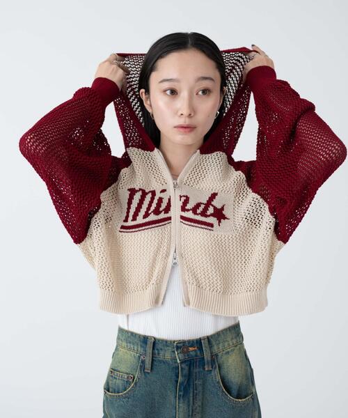 WEGO（ウィゴー）の「WEGO/メッシュラグランニットパーカー（パーカー・レディース・ブラック/ワイン・FREE）」の11枚目の写真