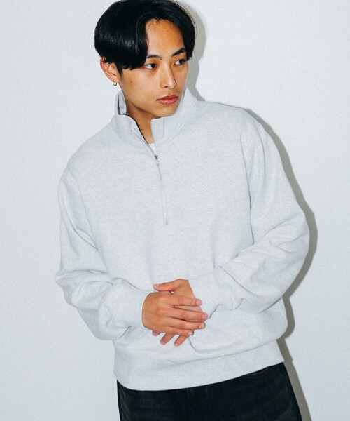BEAMS（ビームス）の「ハーフジップ スウェット（スウェット・メンズ・アッシュグレー/サックスブルー・S/M/L/XL）」の4枚目の写真