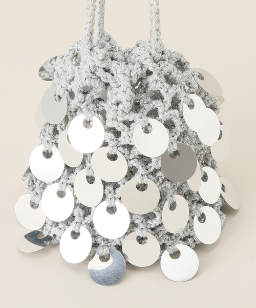 Spick & Span(スピックアンドスパン)の「ラメメッシュニット巾着(クラッチバッグ・レディース・シルバー・FREE)」の8枚目の写真