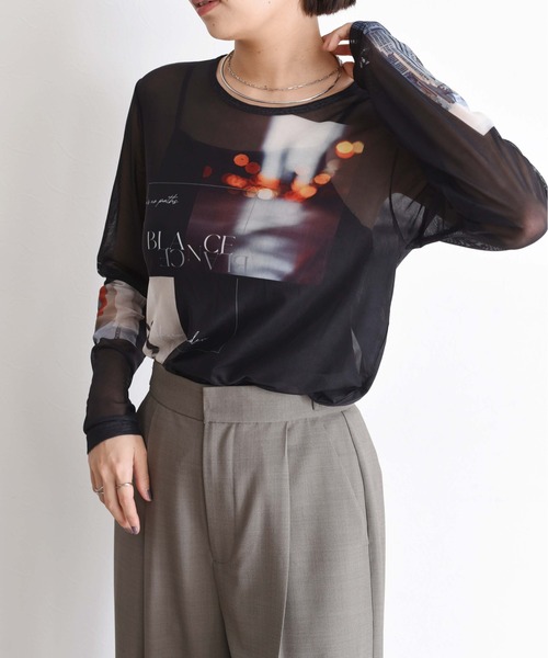 Eimee Law（エイミーロウ）の「フォトプリント パワーメッシュプルオーバー（Tシャツ/カットソー・レディース・ブラック/アイボリー/グレイッシュベージュ・38）」の10枚目の写真