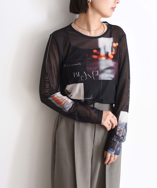 Eimee Law（エイミーロウ）の「フォトプリント パワーメッシュプルオーバー（Tシャツ/カットソー・レディース・ブラック/アイボリー/グレイッシュベージュ・38）」の13枚目の写真