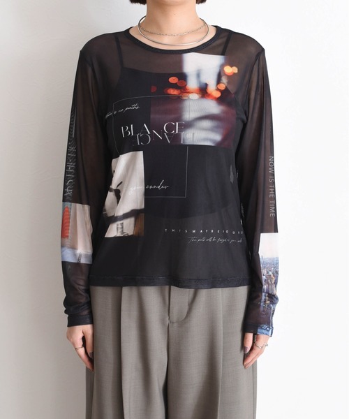 Eimee Law（エイミーロウ）の「フォトプリント パワーメッシュプルオーバー（Tシャツ/カットソー・レディース・ブラック/アイボリー/グレイッシュベージュ・38）」の15枚目の写真