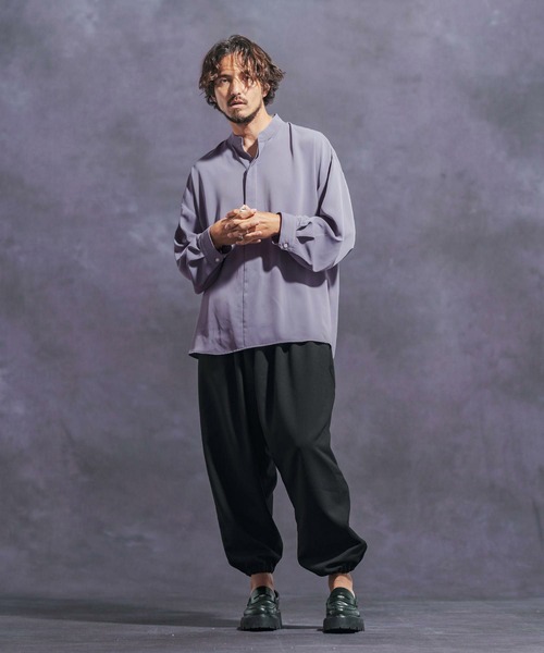 ms5761- スタンドカラー比翼プルオーバーシャツ（シャツ/ブラウス