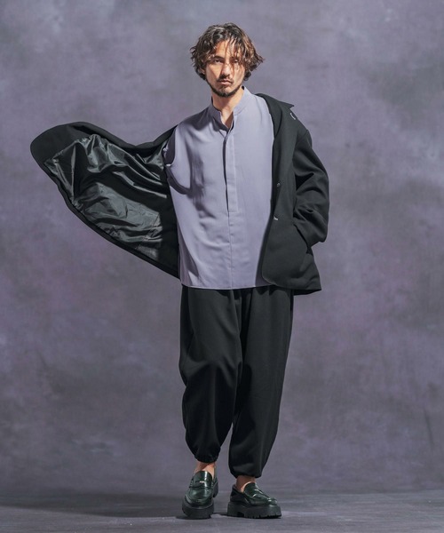 ms5761- スタンドカラー比翼プルオーバーシャツ（シャツ/ブラウス