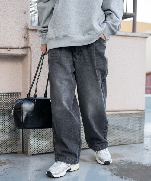 WEGO(ウィゴー)の「WEGO/デニムルーズテーパードパンツ(デニムパンツ・メンズ・グレー/コバルトブルー/ライトインディゴブルー/ブラック・SMALL/LARGE/MEDIUM)」の18枚目の写真