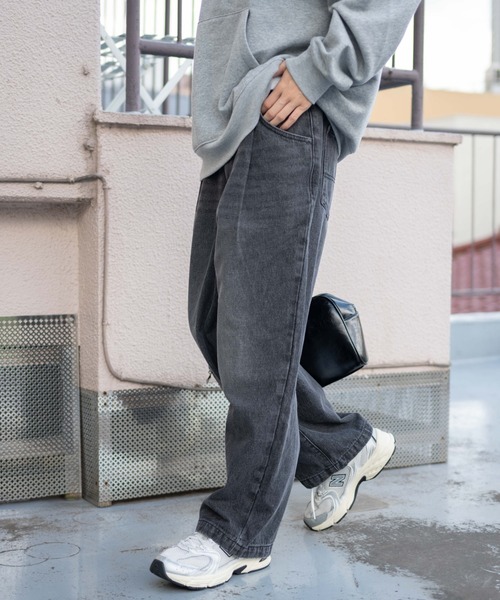 WEGO(ウィゴー)の「WEGO/デニムルーズテーパードパンツ(デニムパンツ・メンズ・グレー/コバルトブルー/ライトインディゴブルー/ブラック・SMALL/LARGE/MEDIUM)」の19枚目の写真