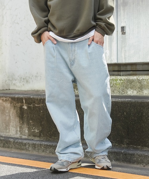WEGO(ウィゴー)の「WEGO/デニムルーズテーパードパンツ(デニムパンツ・メンズ・グレー/コバルトブルー/ライトインディゴブルー/ブラック・SMALL/LARGE/MEDIUM)」の20枚目の写真
