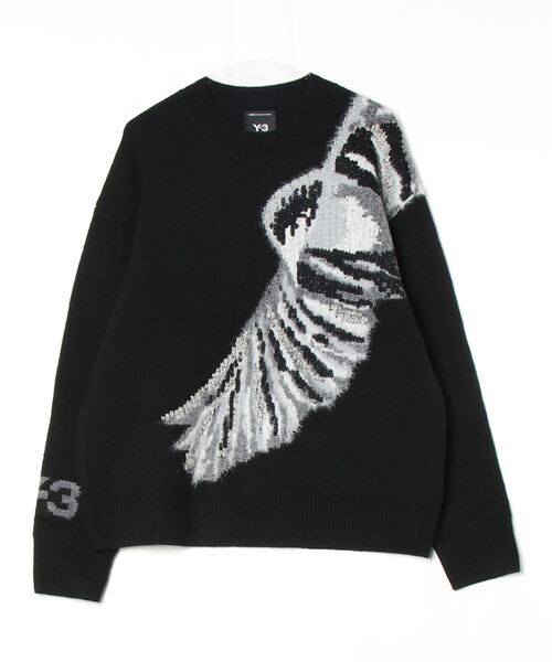 Y-3 ワイスリー ニット・セーター 黒xグレー S 2006725M0001 Y-3（ワイスリー）の「GFX KNIT CREW（ニット/セーター）」 - WEAR
