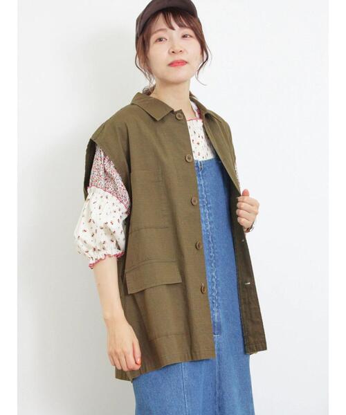 Samansa Mos2（サマンサ モスモス）の「ミリタリーベスト（ベスト・レディース・モカ/カーキ/ベージュ・F）」の3枚目の写真