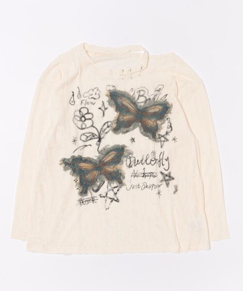 HOOK（フック）の「【HOOK】for girls バタフライパッチアシンメトリー透かしニットソー (SS)（Tシャツ/カットソー・レディース・グレー/ライトベージュ・S/M/L）」の22枚目の写真