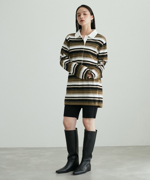 ADAM ET ROPE'(アダムエロペ)の「【洗える】ニットポロミニワンピース(ワンピース・レディース・カーキ/ブラウン系その他2・FREE)」の4枚目の写真