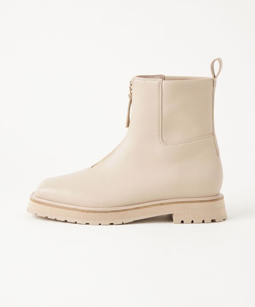 green label relaxing（グリーンレーベルリラクシング）の「フロントZIP ショートブーツ -撥水-（ブーツ・レディース・ベージュ/ブラック・S/XL/M/L）」の2枚目の写真