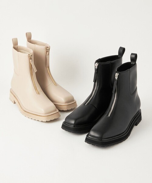 green label relaxing（グリーンレーベルリラクシング）の「フロントZIP ショートブーツ -撥水-（ブーツ・レディース・ベージュ/ブラック・S/XL/M/L）」の18枚目の写真