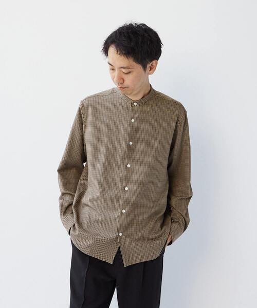 MEN'S MELROSE(メンズメルローズ)の「ウーリーポリエステルパターンスタンダードバンドカラーシャツ(シャツ/ブラウス・メンズ・ネイビー/ベージュ/チャコールグレー/グレー/グリーン・2/4/3)」の17枚目の写真