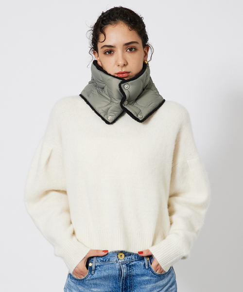 TAION（タイオン）の「【WEB限定】TAION/タイオン リバーシブル ダウン ネックゲイター(R203ALSML-1NECK WARMER)（ネックウォーマー/スヌード・メンズ・ダークネイビー/ブラック/グリーン系その他/カーキ/ブラック系1/グリーン系その他2/ブルー系1/グリーン系その他3・フリー）」の10枚目の写真