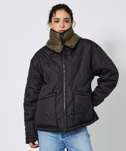 TAION（タイオン）の「【WEB限定】TAION/タイオン リバーシブル ダウン ネックゲイター(R203ALSML-1NECK WARMER)（ネックウォーマー/スヌード・メンズ・ダークネイビー/ブラック/グリーン系その他/カーキ/ブラック系1/グリーン系その他2/ブルー系1/グリーン系その他3・フリー）」の12枚目の写真