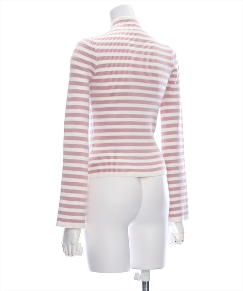 clear（クリア）の「フレアスリーブハイネックボーダーニットトップス [ベーシック オフィスカジュアル 着回し抜群 大人 カジュアル]≪2024AW新作≫（ニット/セーター・レディース・ブラック/ベージュ/ブラウン/グレー/ピンク/ミント・F）」の14枚目の写真