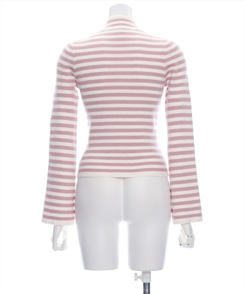 clear（クリア）の「フレアスリーブハイネックボーダーニットトップス [ベーシック オフィスカジュアル 着回し抜群 大人 カジュアル]≪2024AW新作≫（ニット/セーター・レディース・ブラック/ベージュ/ブラウン/グレー/ピンク/ミント・F）」の15枚目の写真