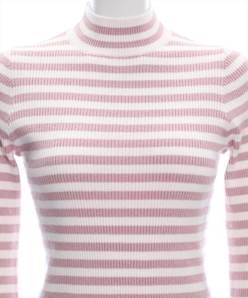 clear（クリア）の「フレアスリーブハイネックボーダーニットトップス [ベーシック オフィスカジュアル 着回し抜群 大人 カジュアル]≪2024AW新作≫（ニット/セーター・レディース・ブラック/ベージュ/ブラウン/グレー/ピンク/ミント・F）」の17枚目の写真