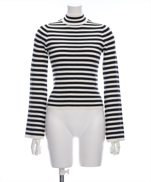 clear（クリア）の「フレアスリーブハイネックボーダーニットトップス [ベーシック オフィスカジュアル 着回し抜群 大人 カジュアル]≪2024AW新作≫（ニット/セーター・レディース・ブラック/ベージュ/ブラウン/グレー/ピンク/ミント・F）」の21枚目の写真