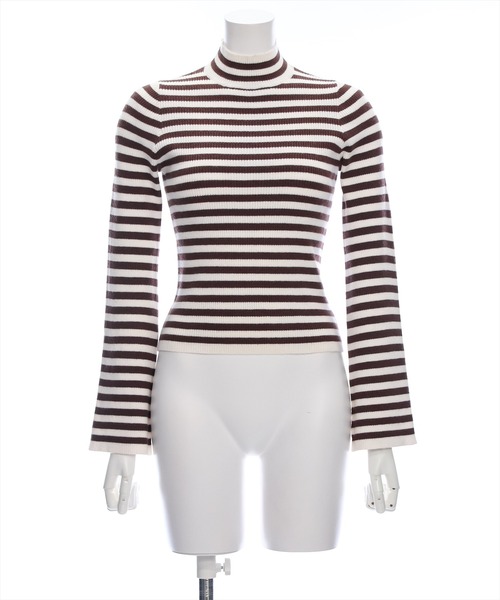 値下げ★archivio ボーダートップス＆スカートセットアップ⭐︎ セール】フレアスリーブハイネックボーダーニットトップス [ベーシック