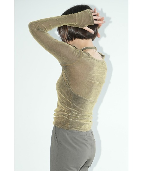 CLANE（クラネ）の「CLANE TULLE FLOCKY LAYERED TOPS 17105-1222