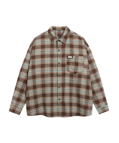 HOOK（フック）の「HOOK -select- ヴィンテージ風チェック長袖シャツ（シャツ/ブラウス・メンズ・グリーン・M/L/XL）」の2枚目の写真