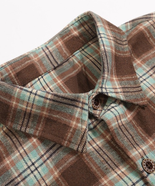 HOOK（フック）の「HOOK -select- ヴィンテージ風チェック長袖シャツ（シャツ/ブラウス・メンズ・グリーン・M/L/XL）」の4枚目の写真