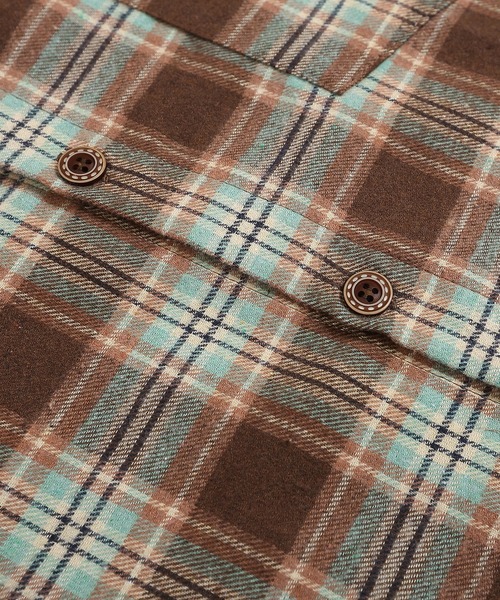 HOOK（フック）の「HOOK -select- ヴィンテージ風チェック長袖シャツ（シャツ/ブラウス・メンズ・グリーン・M/L/XL）」の9枚目の写真