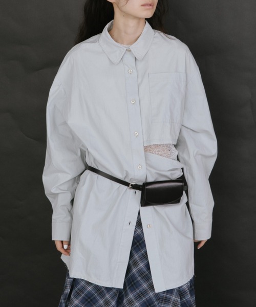 duei（デュイ）の「スリットデザインオーバーサイズルーズシャツ（シャツ/ブラウス・レディース・グレー/ブルー・FREE）」の6枚目の写真